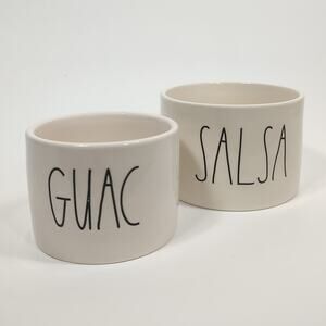 Rae Dunn Guac Salsa Bowls Ceramic Dish Set Artisan Collection Magenta White Blk
